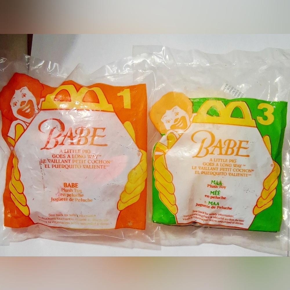 Mcdonald's Happy Meal Plush Toys Babe#1 and Maa #3 1995 N